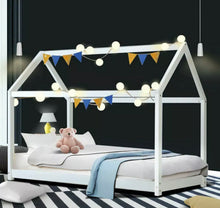 Load image into Gallery viewer, Kids Wooden bed Frame Single size mattress base Pine Timber White
