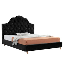 Load image into Gallery viewer, Kyara Luxury Velvet Bed with Tufted Diamond Black
