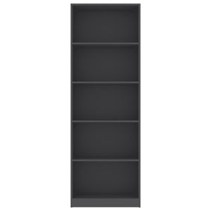 James 5Tier Book Cabinet Grey 60x24x175 cm Chipboard