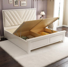 Load image into Gallery viewer, Modern Lux Solid Wood Bed Frame Tufted bedhead White
