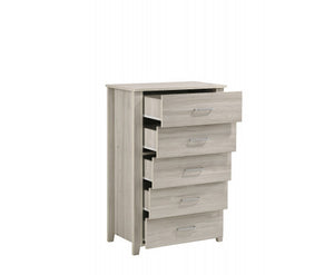 Telford 5 Chest Of Drawers Tallboy In White Oak