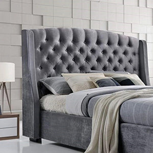 Roso Salween Luxury Queen Bed Frame Wing Back Tufted Headboard Bed