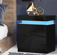 Load image into Gallery viewer, Artiss Bedside Tables Side Table Drawers RGB LED High Gloss Nightstand Black
