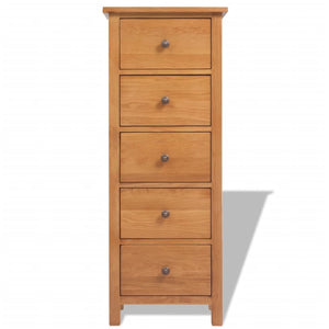 Zuma Tallboy Chest of Drawers 45x32x115 cm Solid Oak Wood