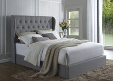 Load image into Gallery viewer, WIMBLEDON GAS LIFT DOUBLE QUEEN SIZE GREY CHARCOAL BEIGE FABRIC BED FRAME

