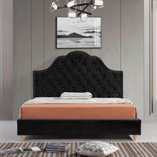 Load image into Gallery viewer, Kyara Luxury Velvet Bed with Tufted Diamond Black
