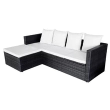 Load image into Gallery viewer, Hartley Garden Lounge Set with Cushions Poly Rattan Black
