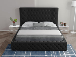 Super Luxury 2021 Modern Tufted Fabric Bed Frame Black