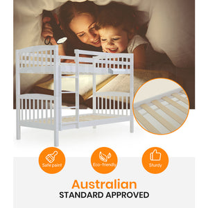 KINGSTON SLUMBER Bunk Bed Frame Modular Single White Wood Kids Double Deck Twin