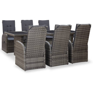 Alexa 7 Piece Outdoor Dining Set with Cushions Poly Rattan Grey