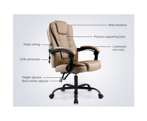 Latest Massage Office Chair PU Leather Recliner Computer Gaming Chairs Espresso