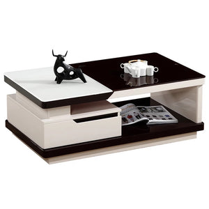 Modern Glass Tops Black Wooden Coffee Table