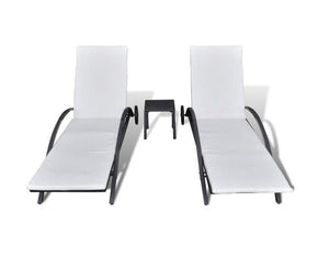 Sunlounger Set 3 Piece Poly Rattan Black Outdoor Pool Daybed Recliner