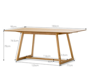 Scandinavian Inspired Light Oak Timber Rectangular 1.8m Dining Set with 4x Padded White Eames Chairs