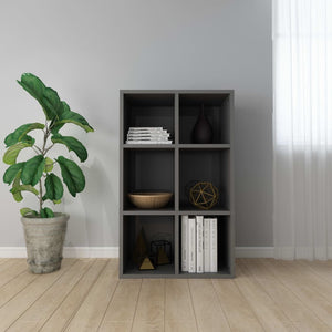 Morroco Book Cabinet/Sideboard High Gloss Grey 66x30x97.8 cm Chipboard