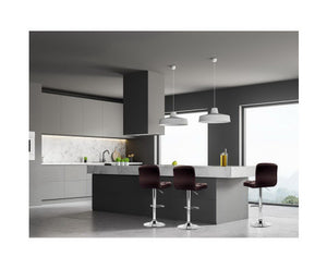 2x Gas Lift Bar Stools Swivel Chairs Leather Chrome Chocolate