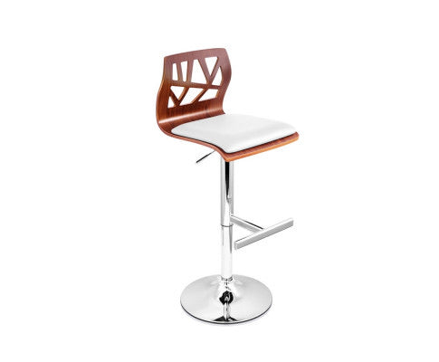 Set of 2 Wooden Gas Lift Bar Stools - White