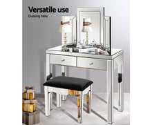 Load image into Gallery viewer, Lorelai Mirrored Furniture Dressing Table Dresser Chest of Drawers Mirror Stool

