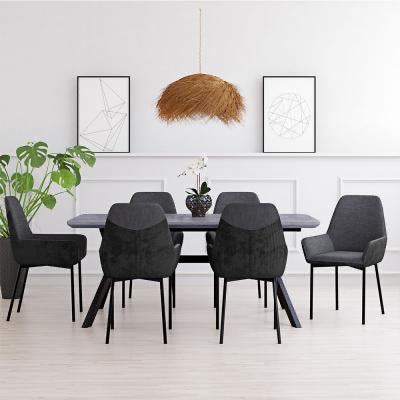 Ercol Table Concrete with 6 Eve Chairs Charcoal Dining Set
