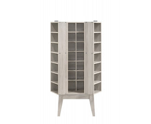 Multimedia DVD CD Storage Cabinet With Hidden Compartment In White Oak