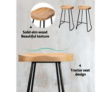 Load image into Gallery viewer, Set of 2 Wooden Backless Bar Stools - Natural
