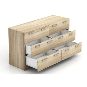 Tribecca 6 Drawer Low Boy - Light Sonoma Oak