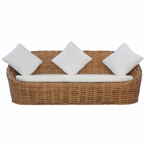 Fawn 3Seater Sofa with Cushions Natural Rattan