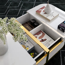Load image into Gallery viewer, Perry Nesting Coffee Table with Hidden Storage Black Faux Marble Top White
