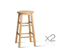 Load image into Gallery viewer, Set of 2 Beech Wood Backless Bar Stools - Natural
