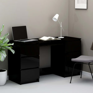 FirstChoise Writing Desk High Gloss Black 140x50x77 cm Chipboard