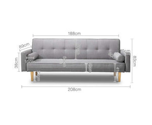 Lona 3 Seater Fabric Lounge Chair - Grey