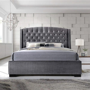 Roso Salween Luxury Queen Bed Frame Wing Back Tufted Headboard Bed