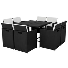 Load image into Gallery viewer, Modern Black 8 Seater Outdoor Dining Set
